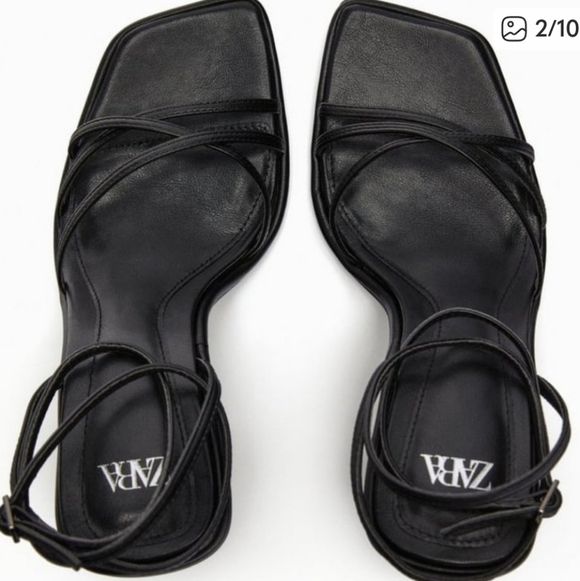 ZARA HIGH-HEEL STRAPPY SANDALS BLACK SIZE  3342/110 - Picture 4 of 8